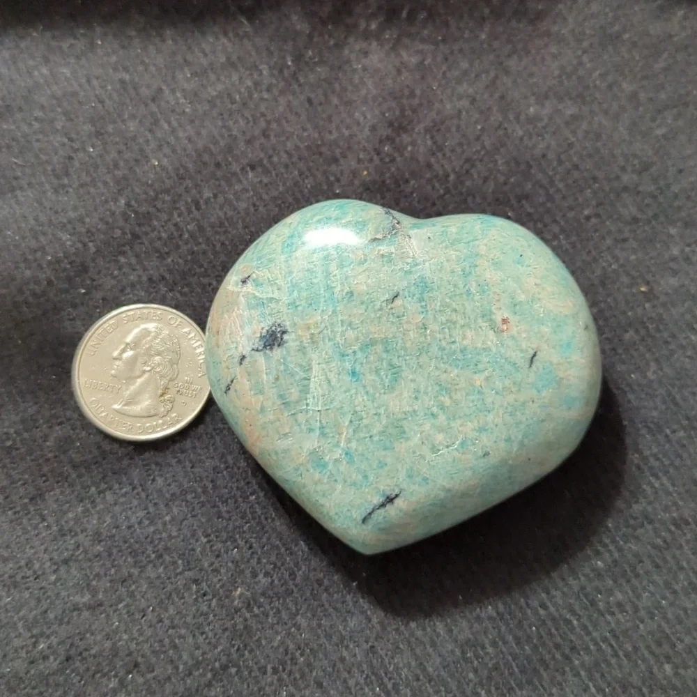 Blue Amazonite Gemstone Heart Shaped Polished Stone - 134 Grams